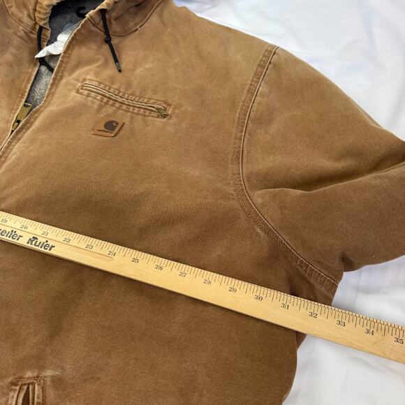 2006 Carhartt 4XL Tall Hooded Jacket Sierra Sherpa Lined J141 Tan BRN Brown Mens - Picture 11 of 16